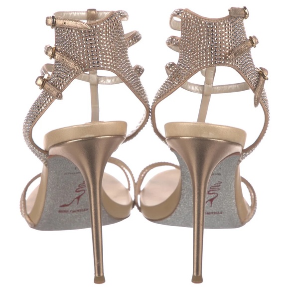 RENÉ CAOVILLA Pearly T-Strap Leather Sandals in Beige Size: 11 | IT 41 - Picture 4 of 16